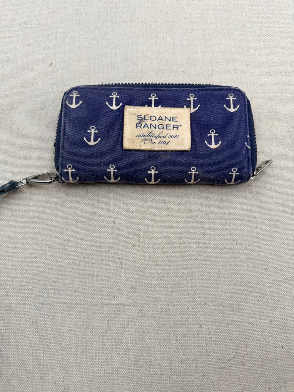 Sloane Ranger Navy Anchor Zip Wallet